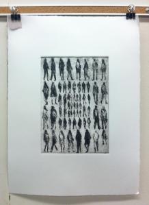 My first proof of 61 Pedestrians (Etching).